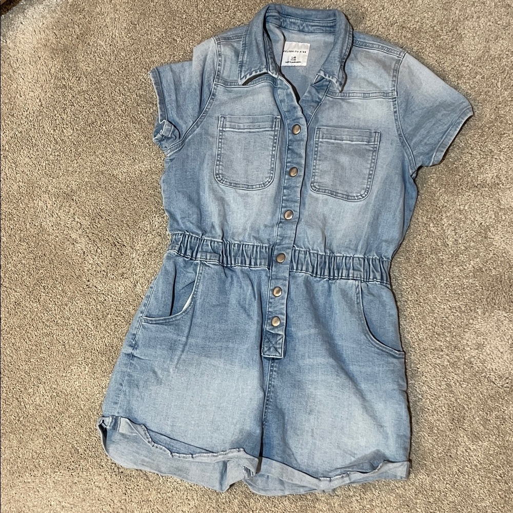 Celebrity Pink Light Blue Denim Romper